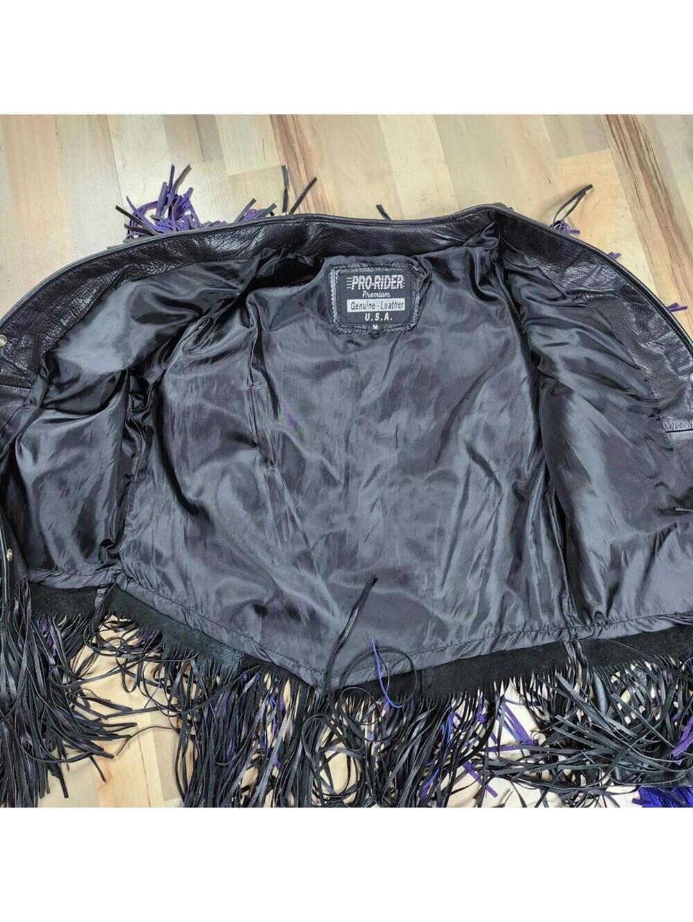 Halter Top With Matching Pro-Rider Leather Fringe Jacket Bone Detail Studded M - Picture 9 of 9
